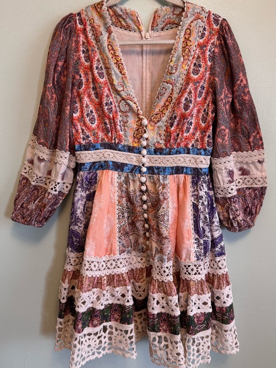 Zimmermann Dresses & Skirts - Zimmermann inspired Multi-Color Paisley Lace-Trim Mini Dress